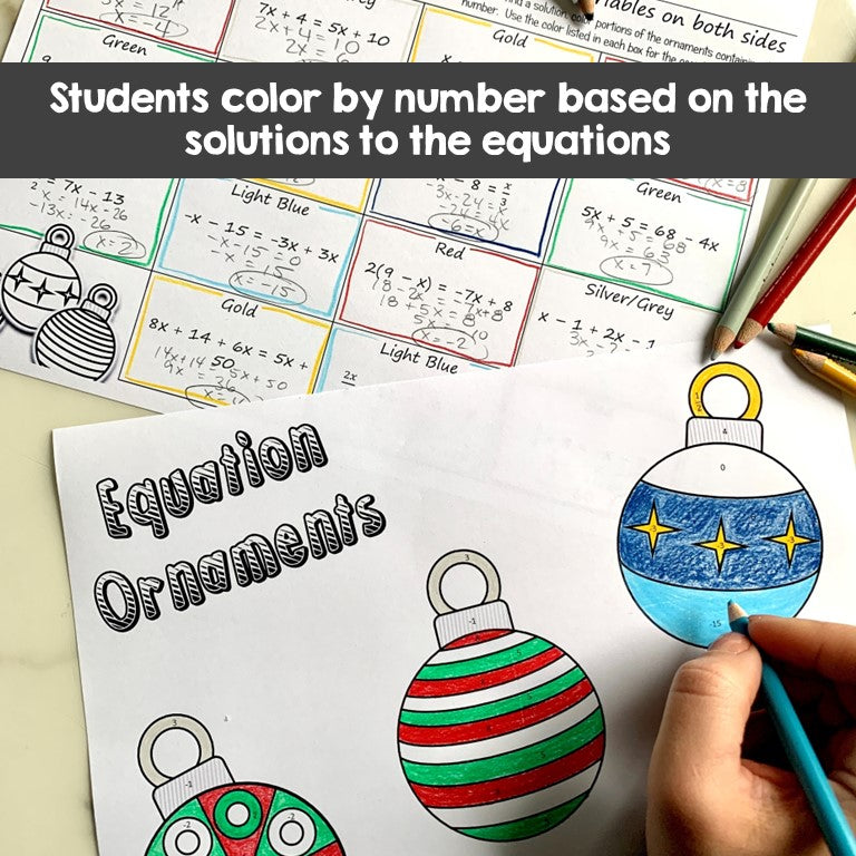Equation Ornaments: Solve and Color - Solving Algebra Equations for Ch ...