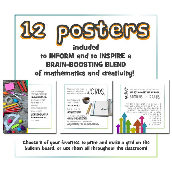 Math with CREATIVITY Classroom Poster Set - Digital Download