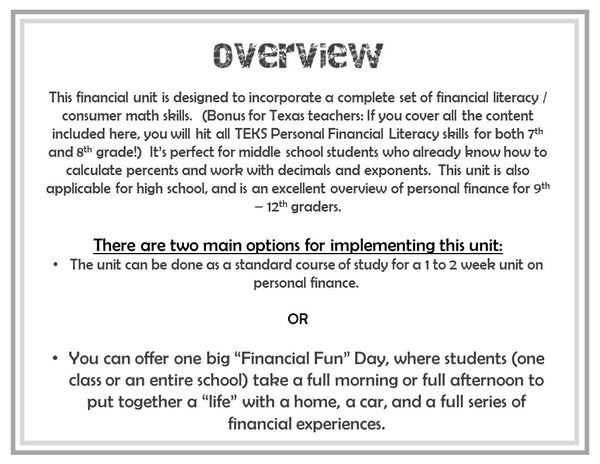 Personal Finance Unit