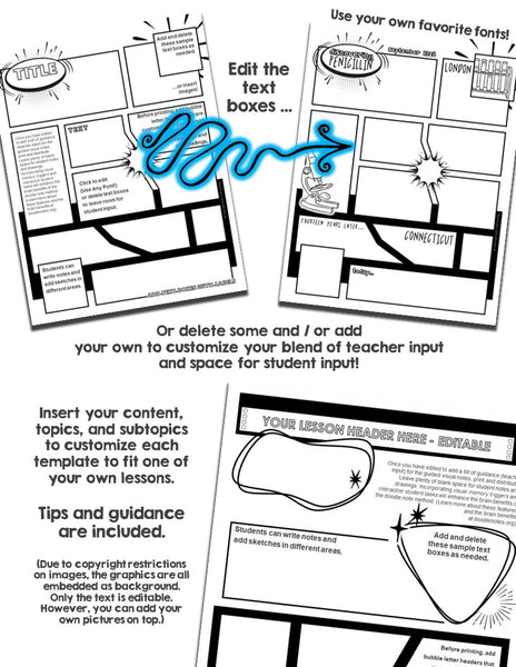 COMIC Doodle Note Template Set 