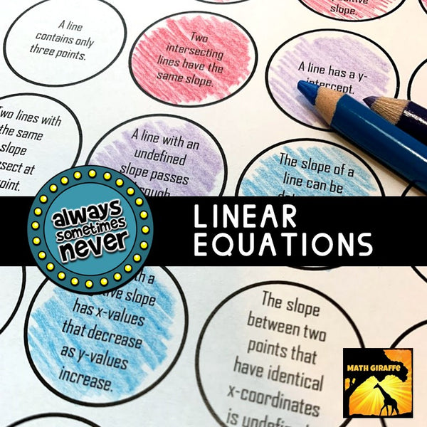 Critical thinking activity game algebra linear equations