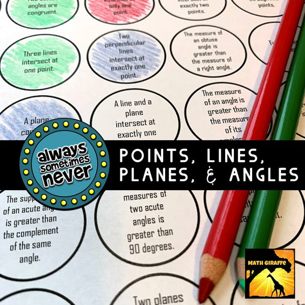 points lines planes angles Critical thinking activity game geometry