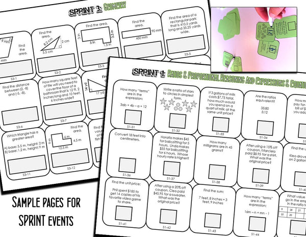 6th grade math review tournament sample pages