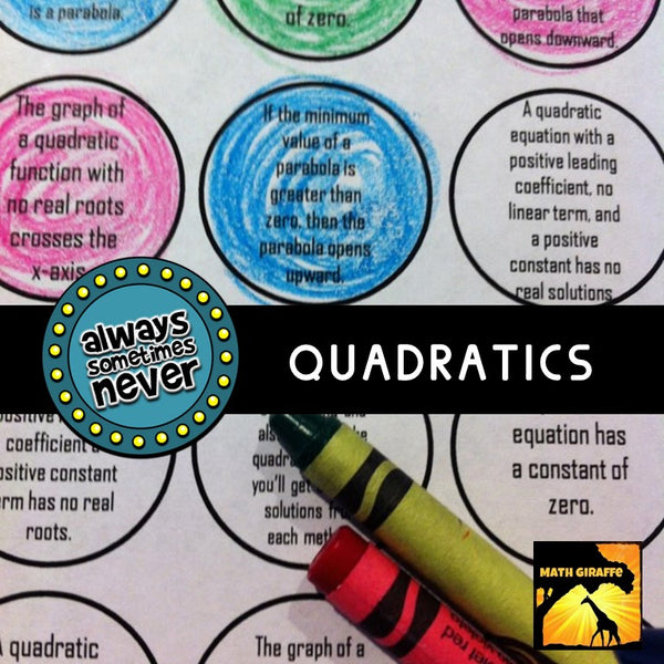 quadratics Critical thinking activity game algebra