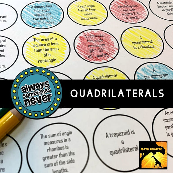 quadrilaterals Critical thinking activity game geometry