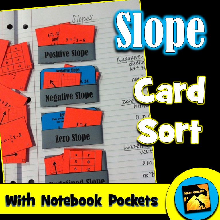 Slope Card Sort fun pre algebra activity