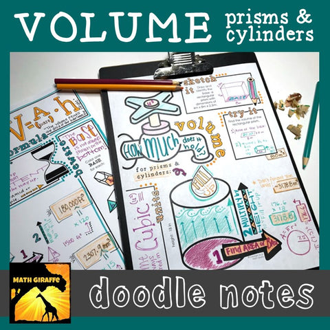 Finding Volume Doodle Notes Prisms Cylinders
