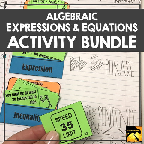 Expressions & Equations Bundle: Activities, Games, & Notes for Algebra Skills