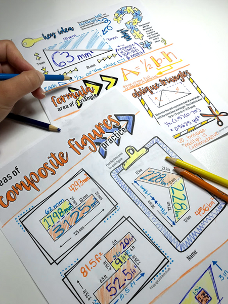 Areas of Triangles and Quadrilaterals Doodle Notes