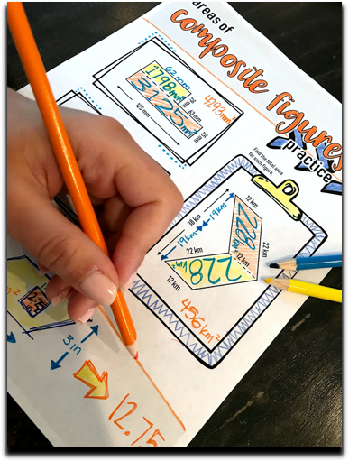 Areas of Triangles and Quadrilaterals Doodle Notes composite figures