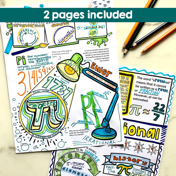 Pi Doodle Notes math Pi Day fun