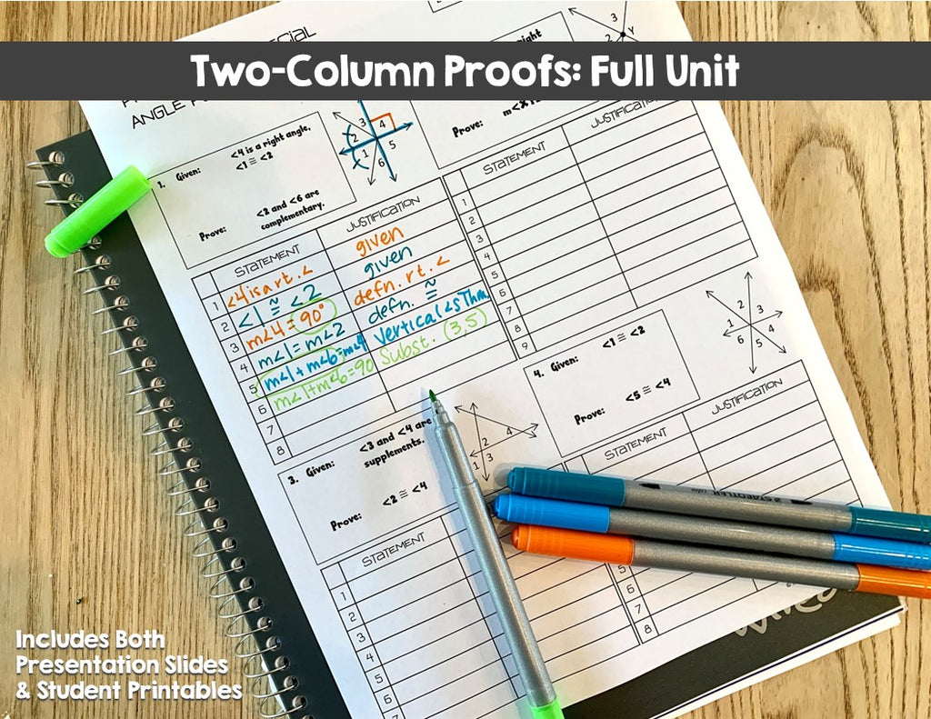 Two Column Proofs Worksheets Untitled