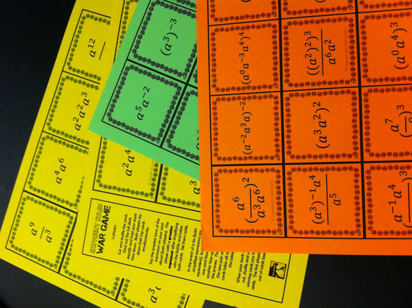 basic exponent rules war math game