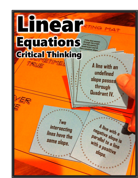 linear equations Critical thinking activity game algebra