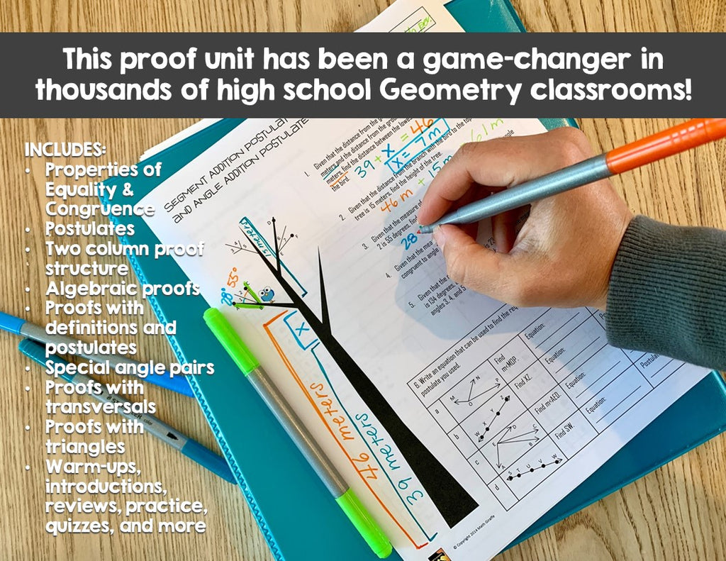 Proof Math Picture Proofs Full Unit: Teaching 2 Column Geometry Proofs – Math Giraffe Shop