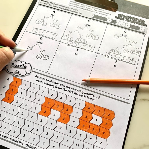 Prime Factorization GRIDWORDS Challenge math fun activity