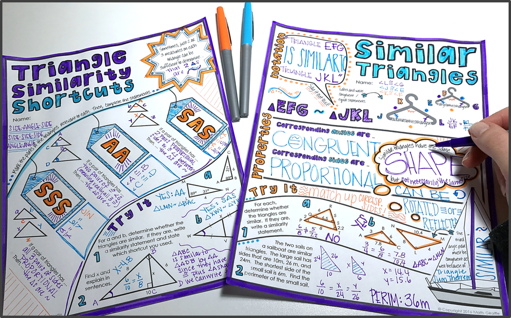Similar Triangle Fun Example Similar Triangles Doodle Notes – Math Giraffe Shop